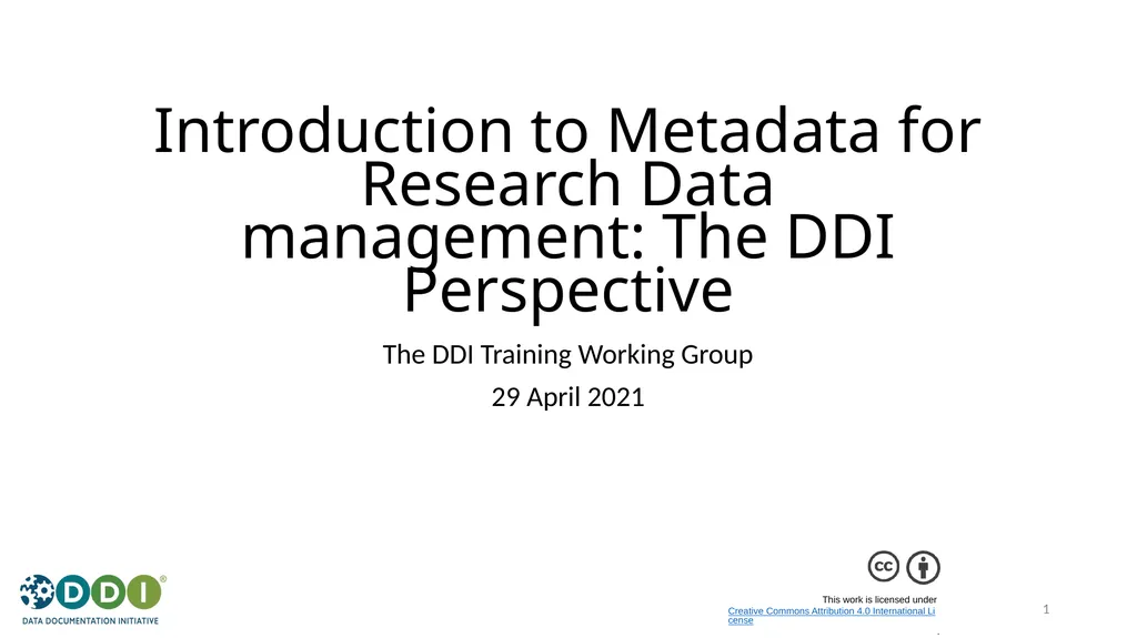 Introduction to Metadata for Research Data - slide 1 of 46
