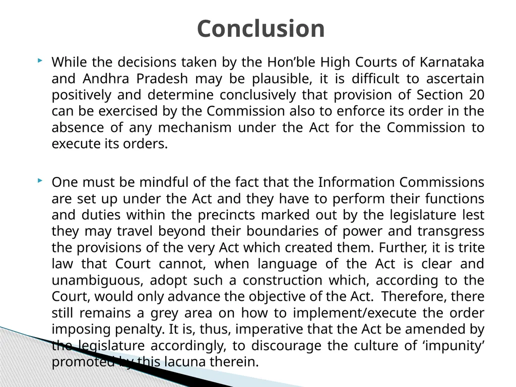 Execution of orders passed by the Commission: A - slide 8 of 10