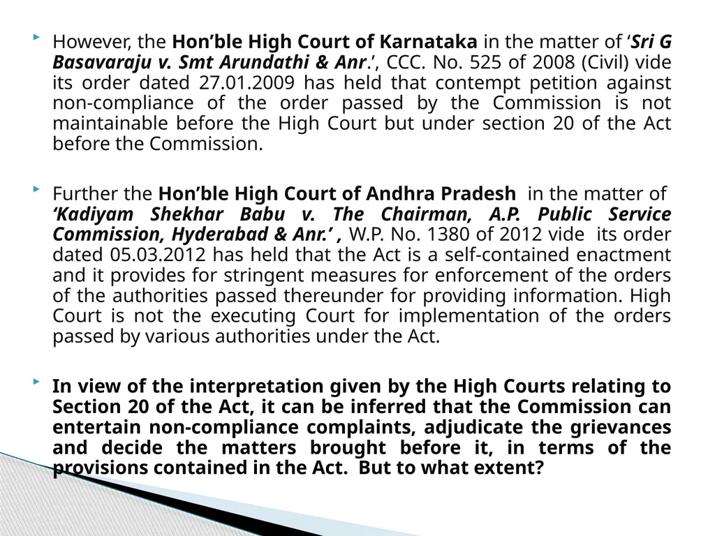 Execution of orders passed by the Commission: A - slide 3 of 10