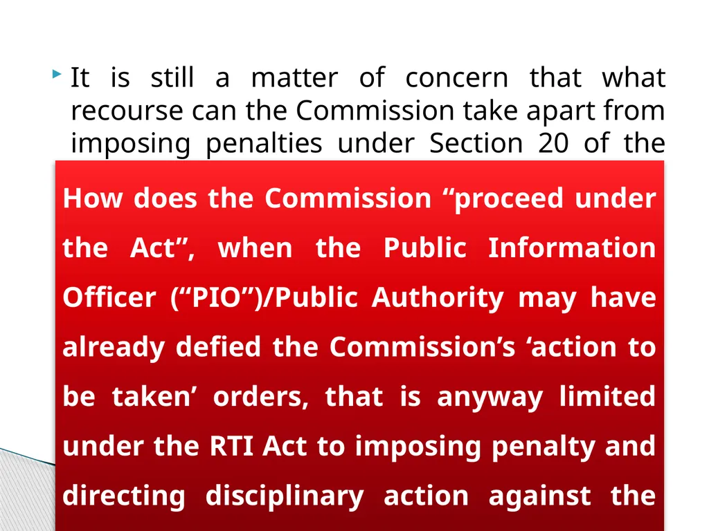 Execution of orders passed by the Commission: A - slide 4 of 10