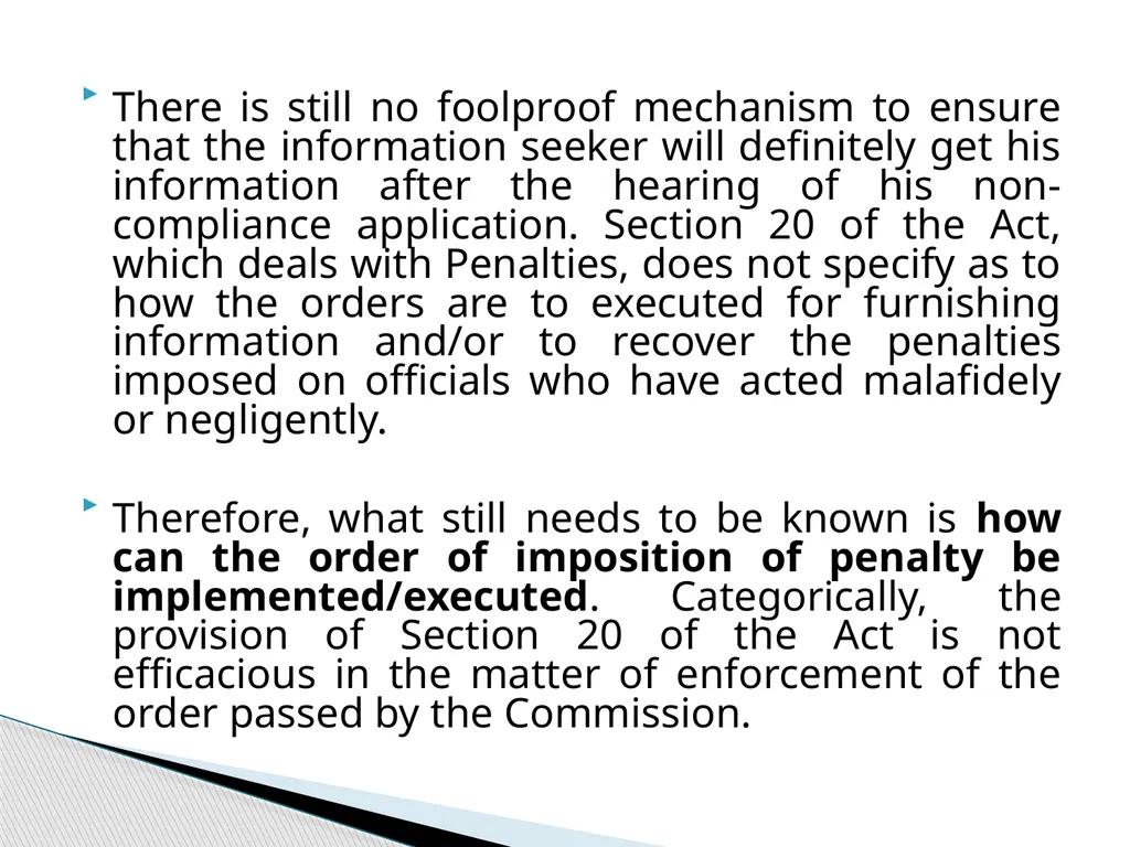 Execution of orders passed by the Commission: A - slide 5 of 10