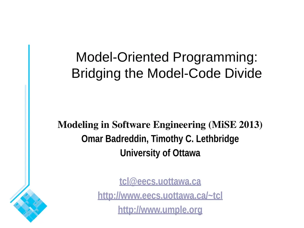 Model-Oriented Programming: Bridging the - slide 1 of 9