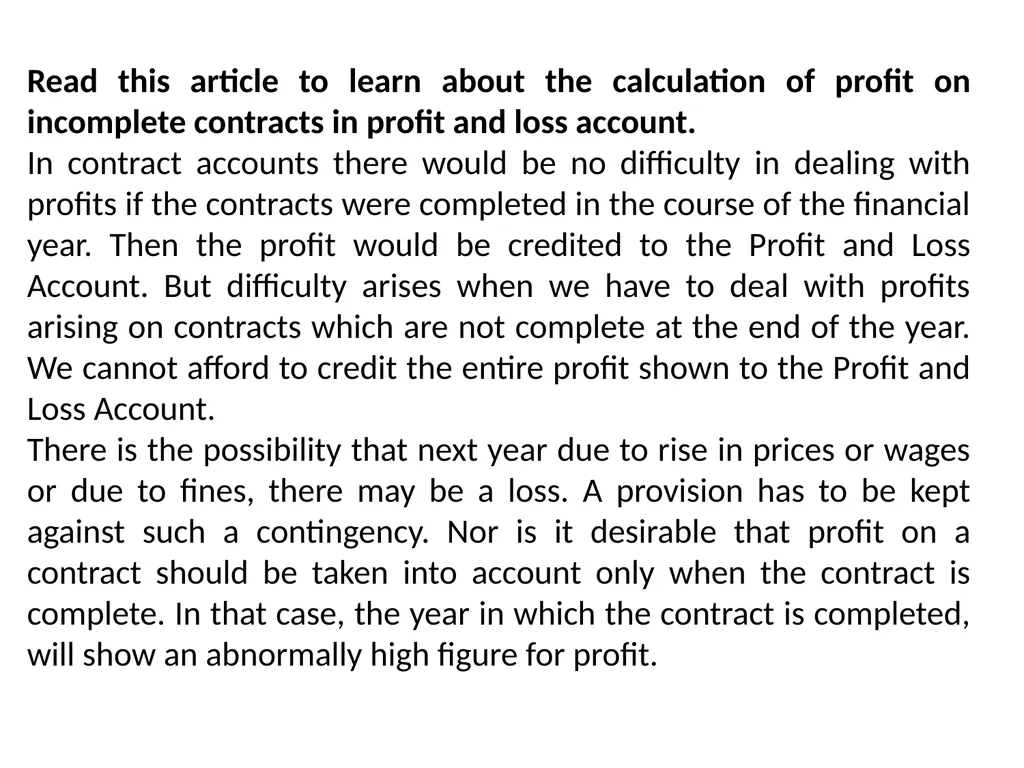 Calculating Profit on Incomplete Contracts in - slide 2 of 5
