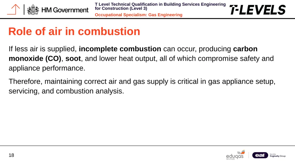 Occupational Specialism: Gas Engineering K1.16 - slide 18 of 31
