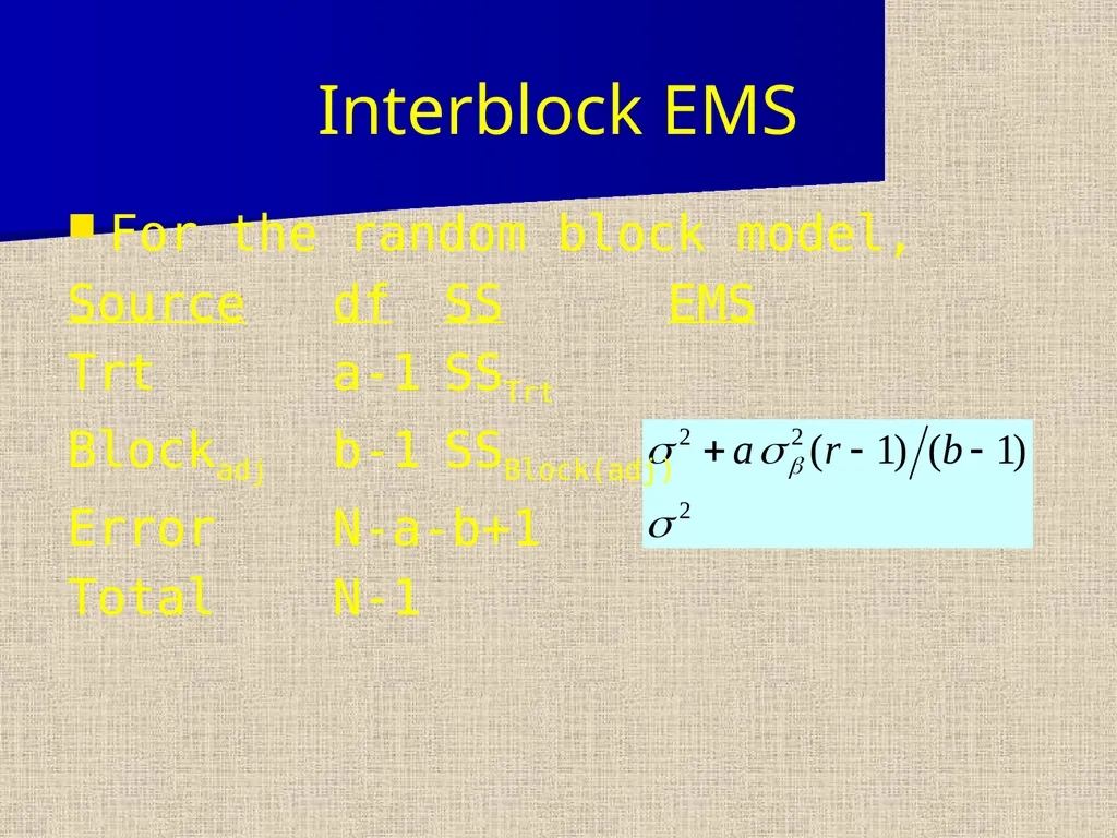 Balanced Incomplete Block Design (BIBD) Notation - slide 14 of 17
