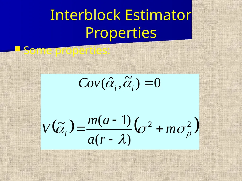 Balanced Incomplete Block Design (BIBD) Notation - slide 13 of 17