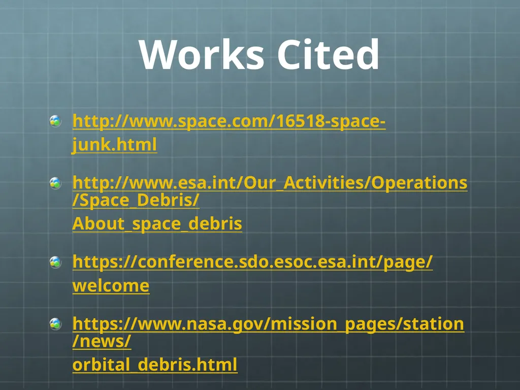 Space Debris Roberta Farrington Man-made Space - slide 6 of 6