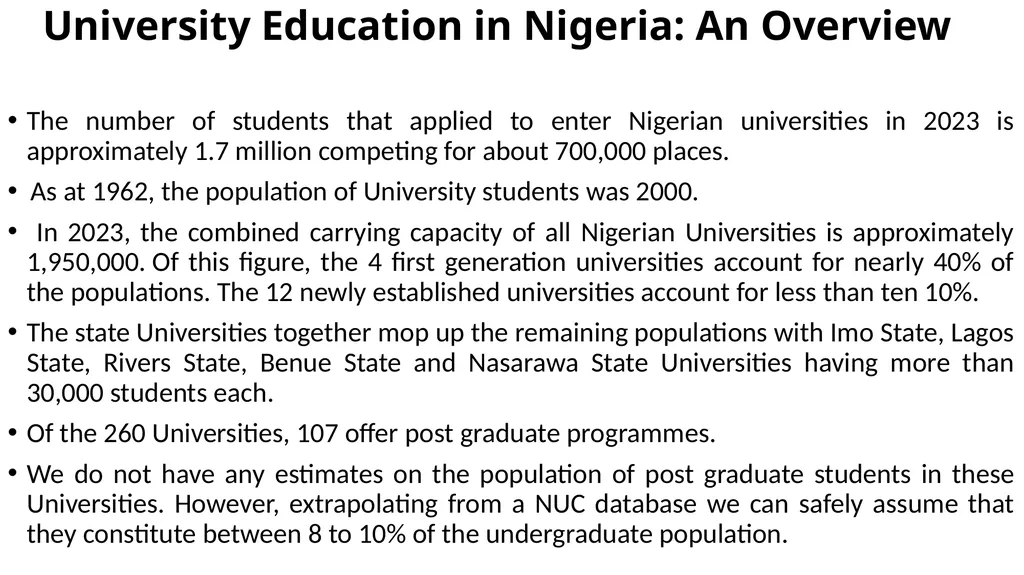 Presentation on University Education at the - slide 6 of 19