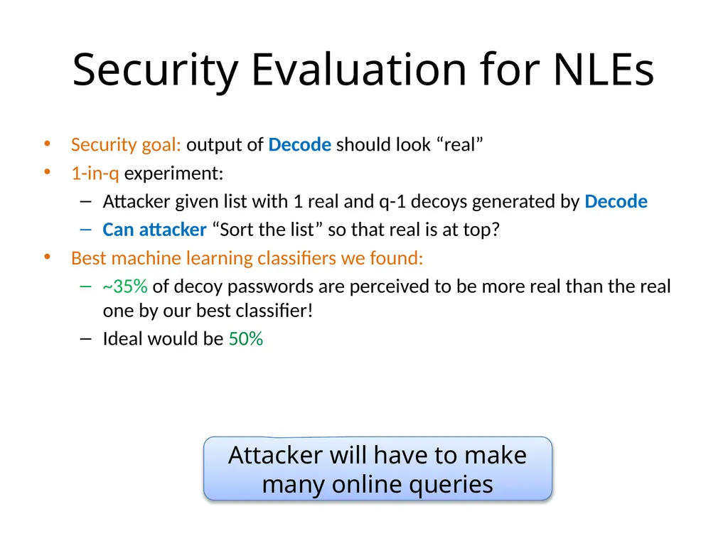 Cracking-Resistant Password Vaults Using Natural - slide 61 of 62