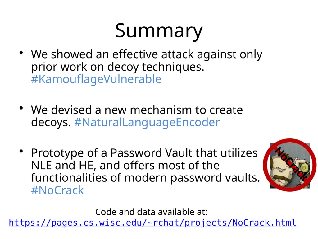 Cracking-Resistant Password Vaults Using Natural - slide 31 of 62