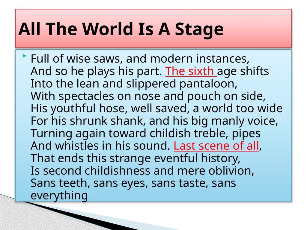 All the World’s is Stage Interpretation All the - slide 3 of 13