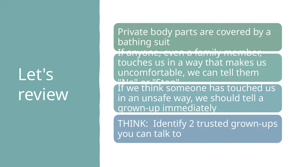 Rules to Protect Yourself Erin's Law Lesson Grade - slide 4 of 11