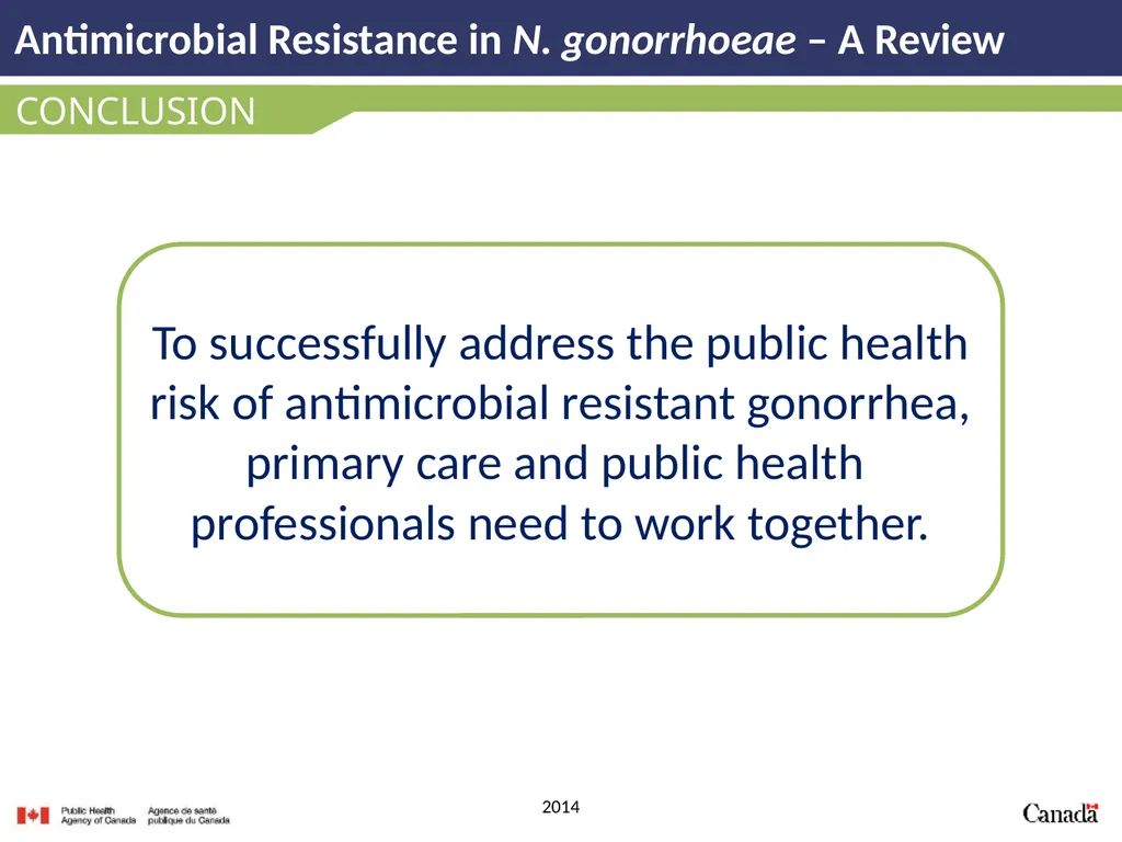 Antimicrobial Resistance in N. gonorrhoeae A - slide 38 of 39
