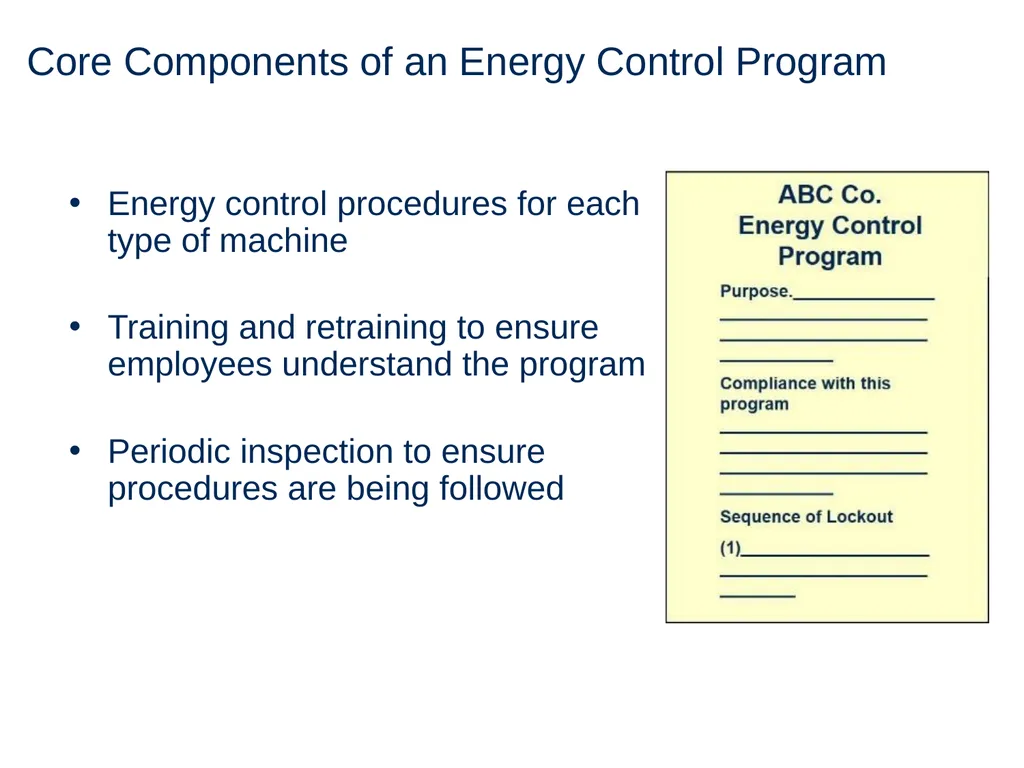 Lock Out Tag Out Hazardous Energy Control - slide 14 of 30