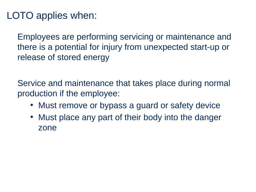 Lock Out Tag Out Hazardous Energy Control - slide 10 of 30