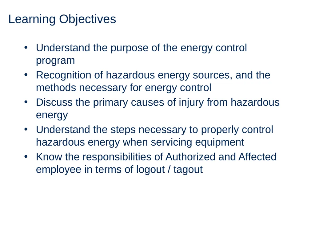 Lock Out Tag Out Hazardous Energy Control - slide 3 of 30