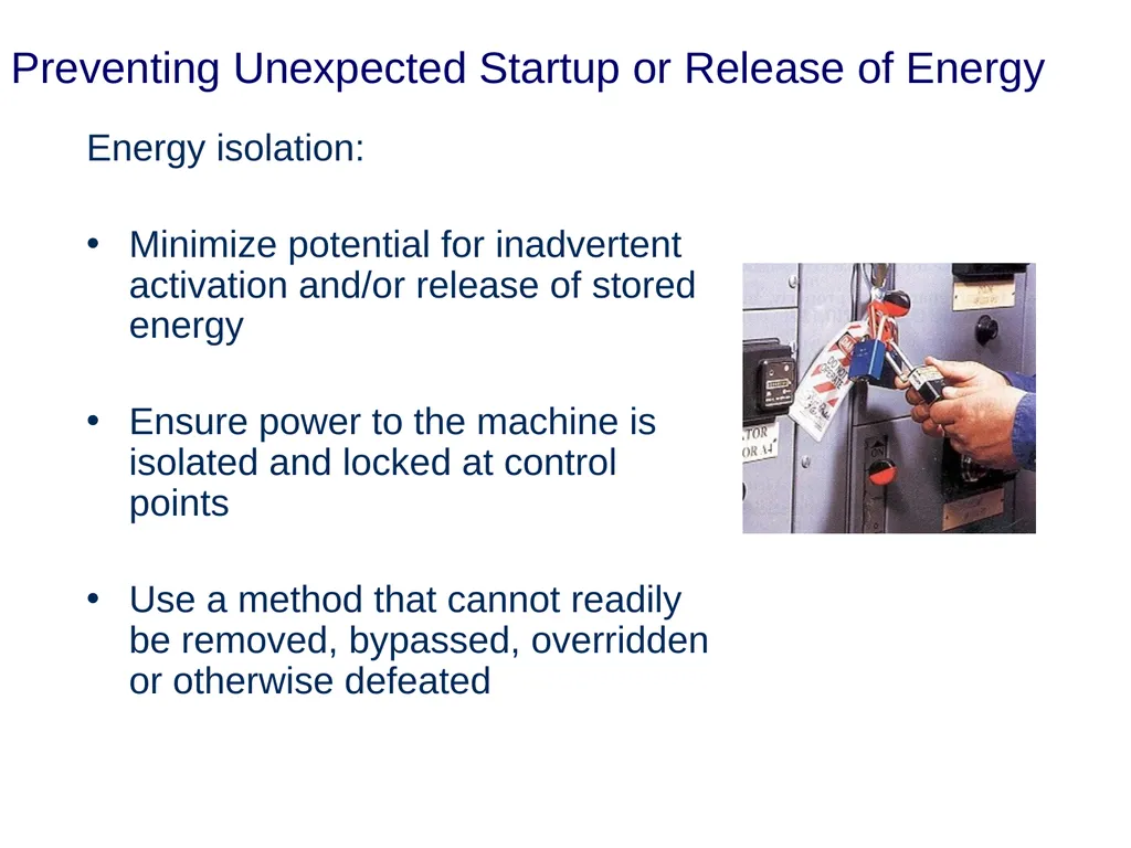 Lock Out Tag Out Hazardous Energy Control - slide 4 of 30