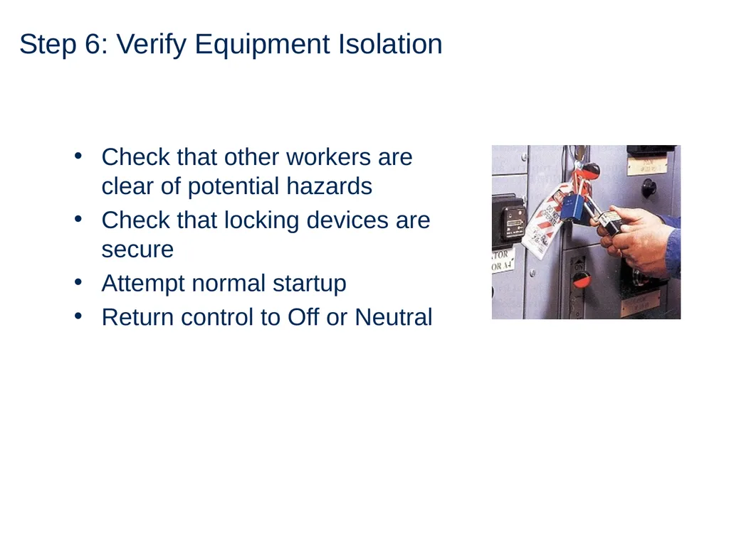 Lock Out Tag Out Hazardous Energy Control - slide 26 of 30