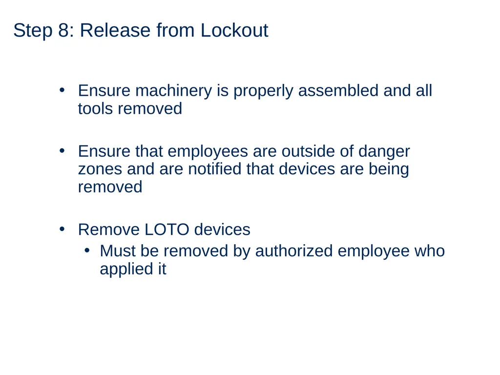 Lock Out Tag Out Hazardous Energy Control - slide 28 of 30
