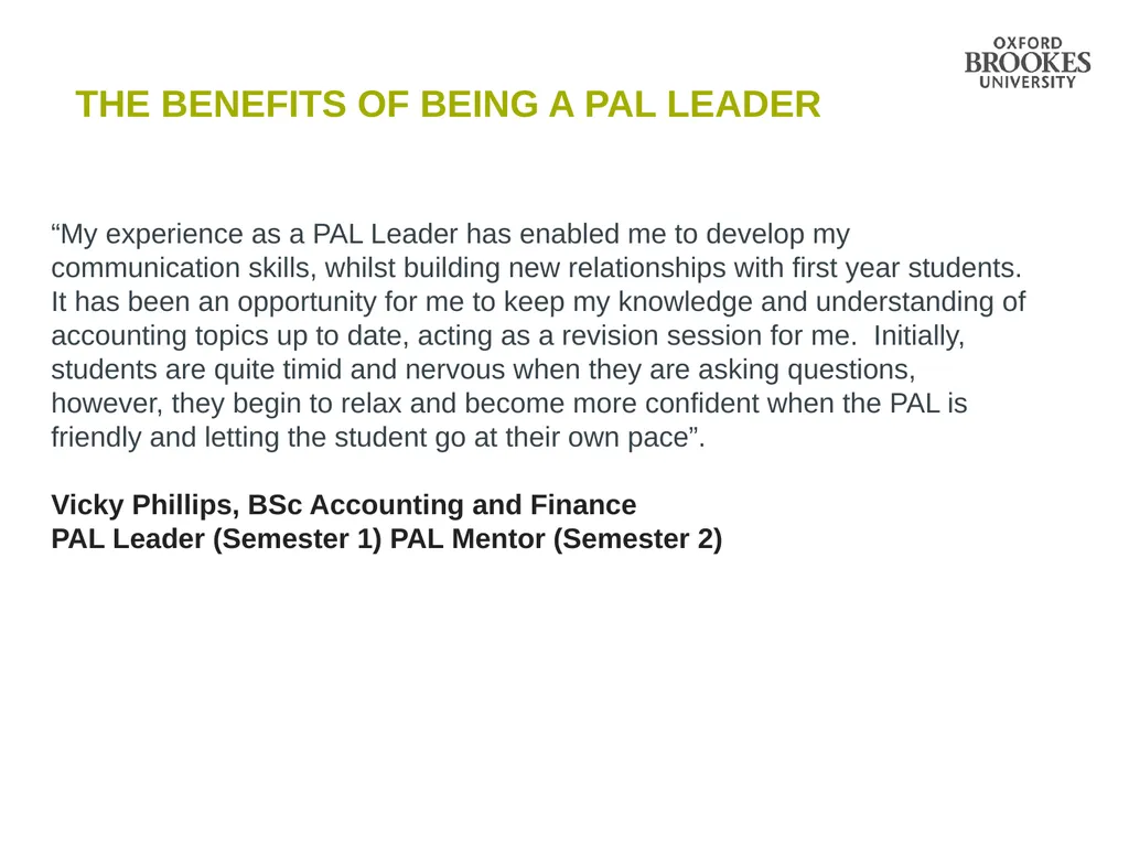 Peer Advice on Learning (PAL): What’s in it for - slide 6 of 16