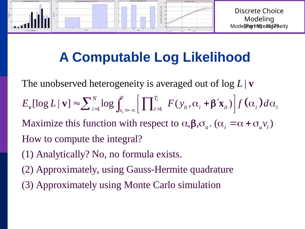 Discrete Choice Modeling William Greene Stern - slide 26 of 79