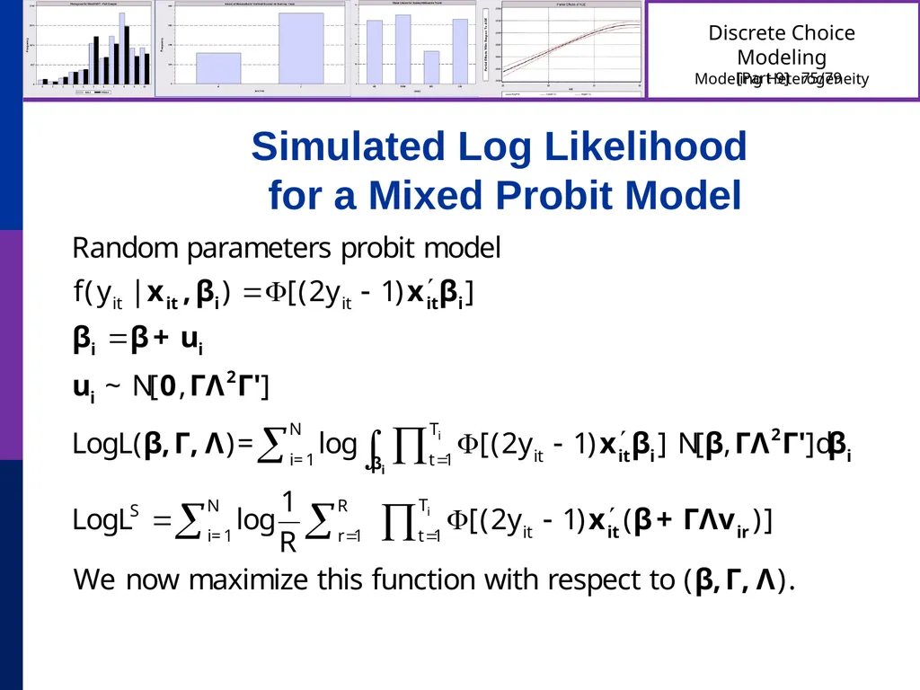 Discrete Choice Modeling William Greene Stern - slide 75 of 79