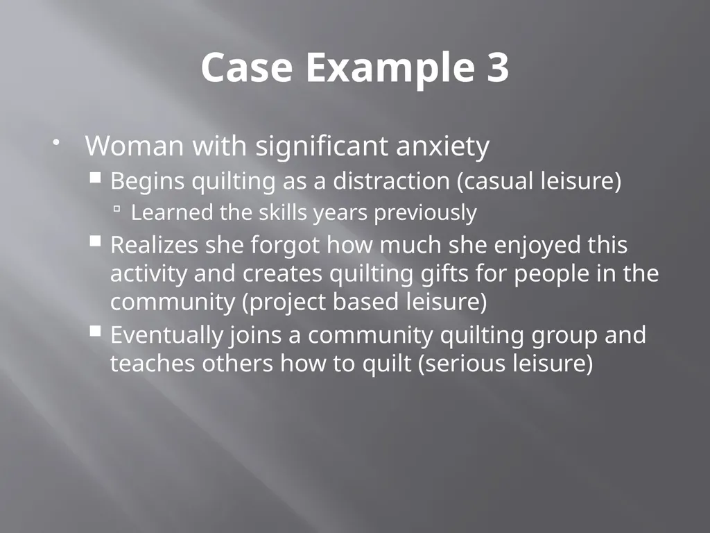 Using the Serious Leisure Perspective in Mental - slide 32 of 36