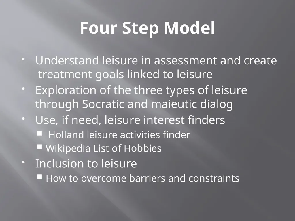 Using the Serious Leisure Perspective in Mental - slide 35 of 36