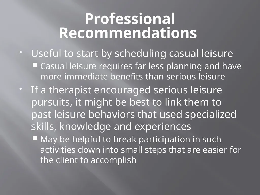 Using the Serious Leisure Perspective in Mental - slide 33 of 36