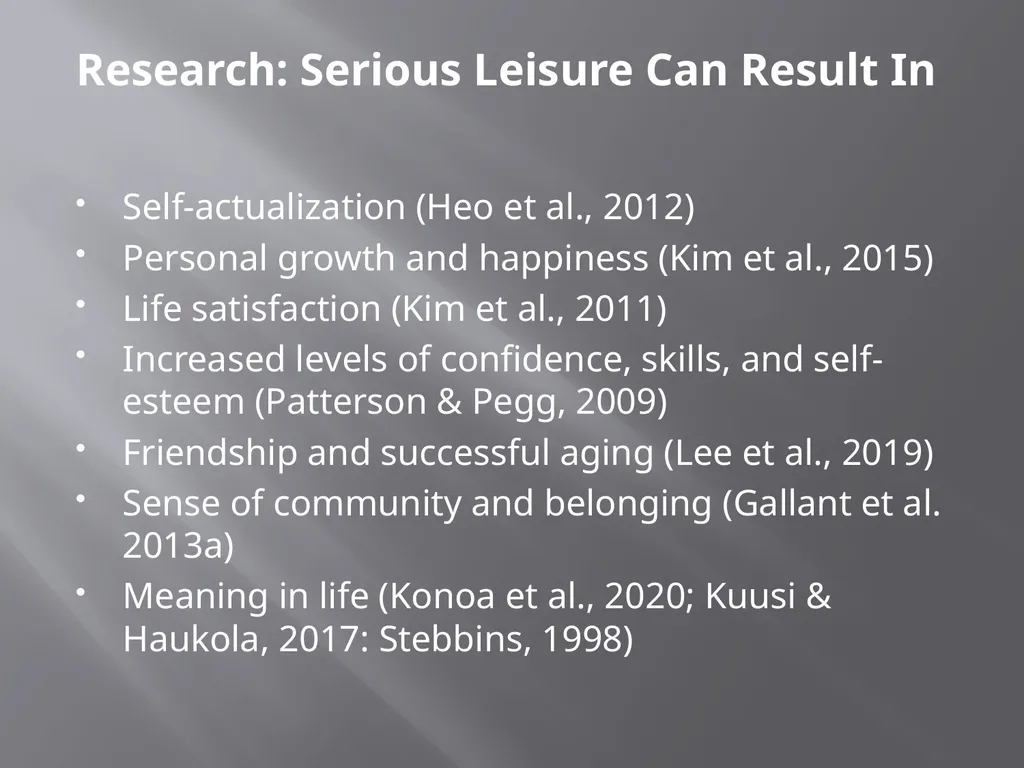 Using the Serious Leisure Perspective in Mental - slide 14 of 36