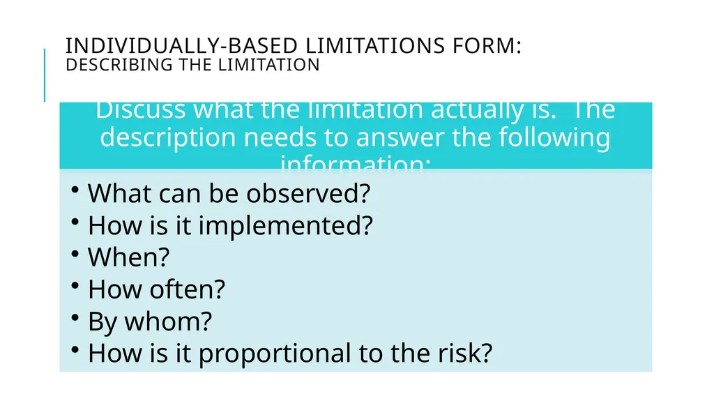 Individually-Based limitations Process and - slide 20 of 40