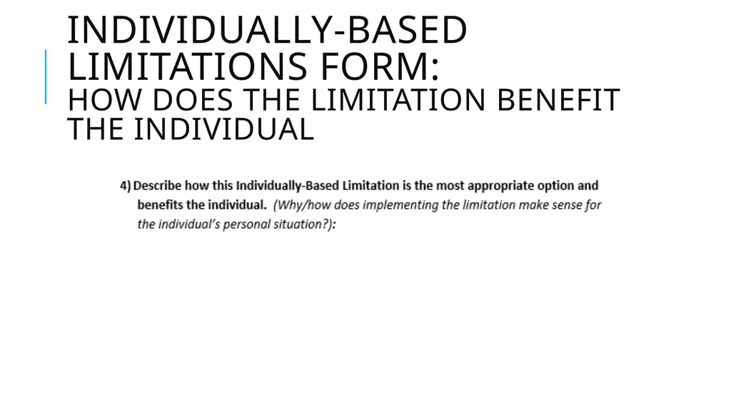 Individually-Based limitations Process and - slide 27 of 40