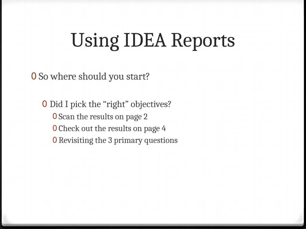 Using IDEA Reports To improve your teaching Using - slide 13 of 32