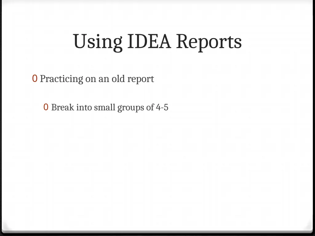 Using IDEA Reports To improve your teaching Using - slide 18 of 32