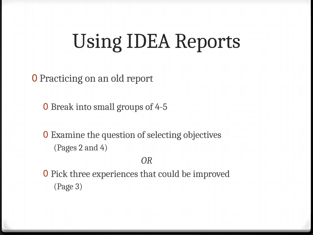 Using IDEA Reports To improve your teaching Using - slide 19 of 32