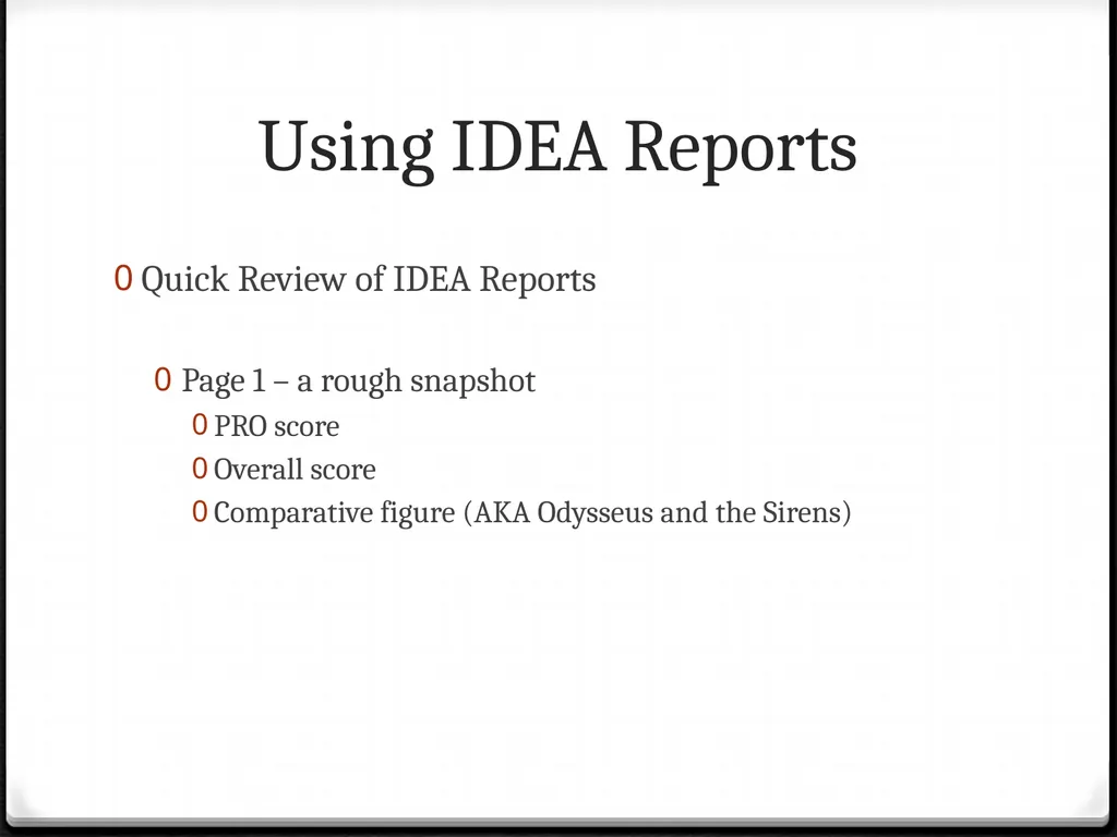Using IDEA Reports To improve your teaching Using - slide 8 of 32