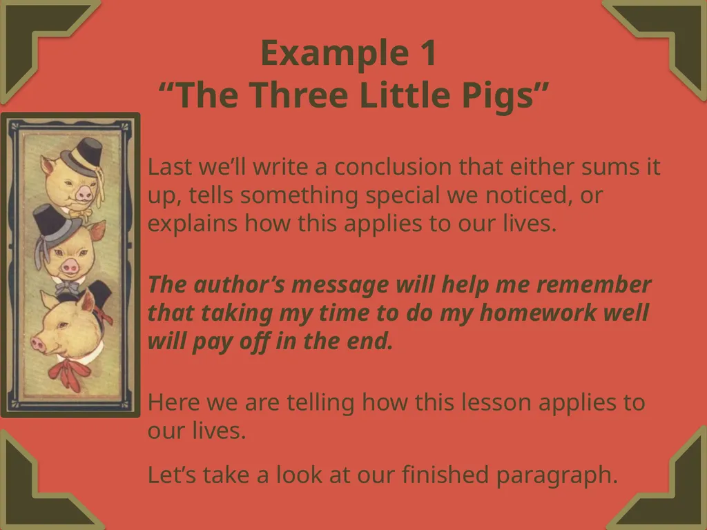 Finding a Theme Featuring “The Three Little Pigs” - slide 9 of 20