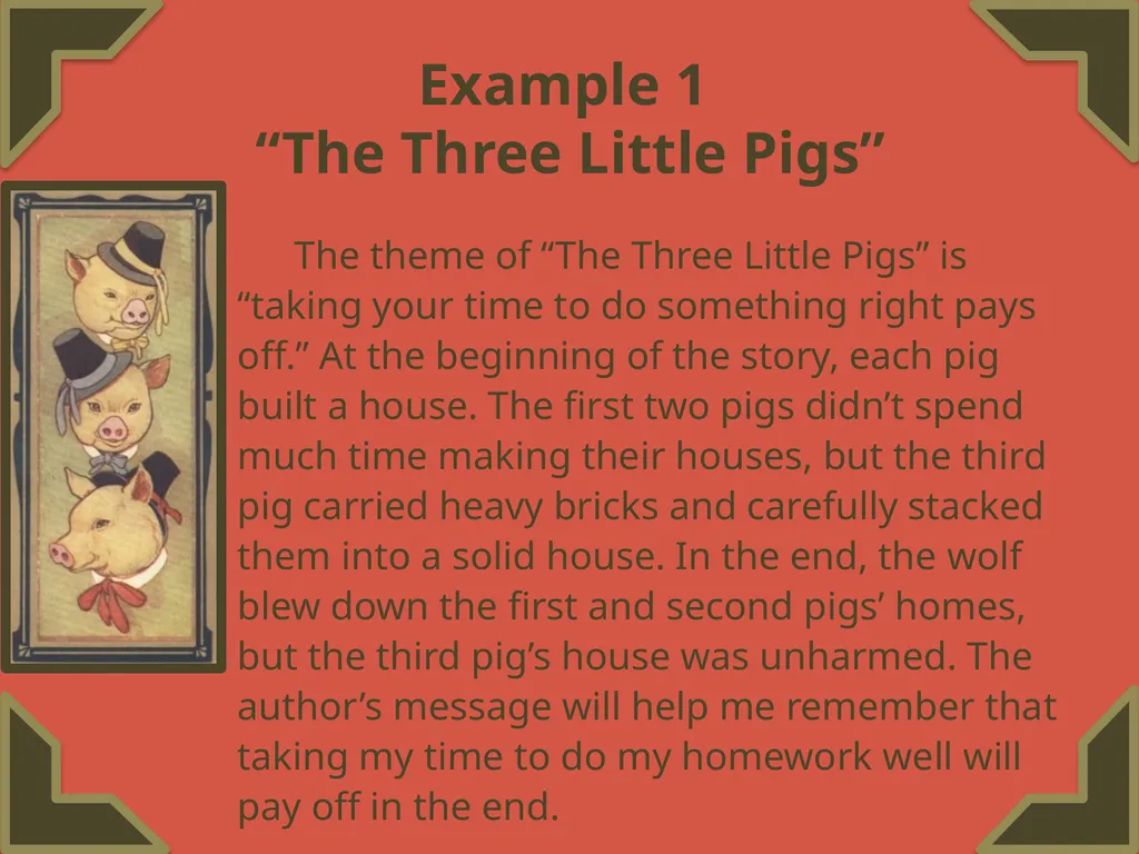Finding a Theme Featuring “The Three Little Pigs” - slide 10 of 20