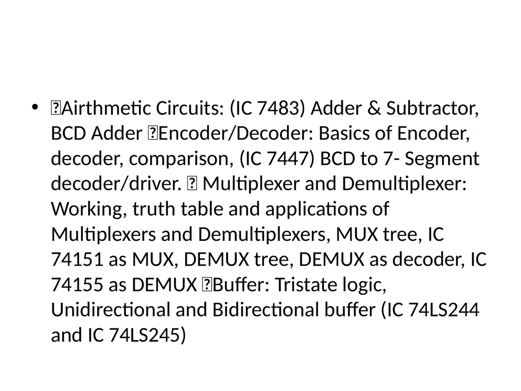 Design of Airthmetic circuits and code converter - slide 3 of 21