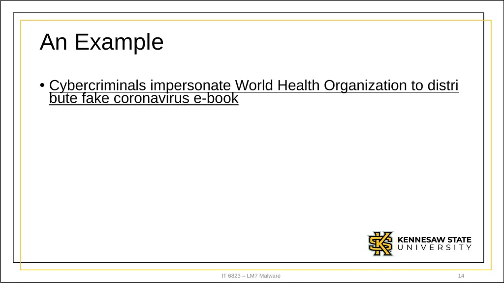 IT 6823 LM 7 – Malware Dr. Lei Li IT - slide 14 of 23