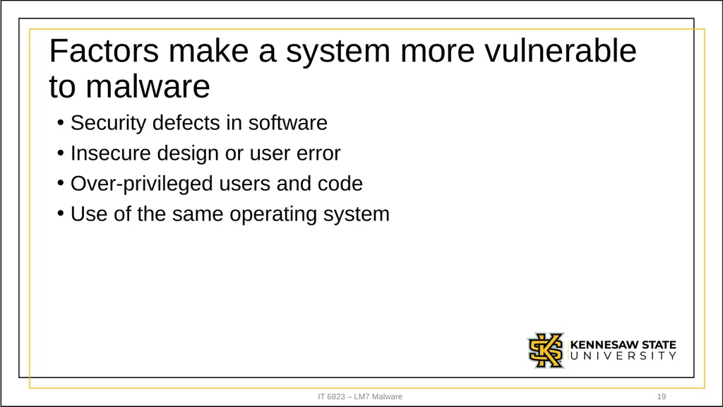 IT 6823 LM 7 – Malware Dr. Lei Li IT - slide 19 of 23
