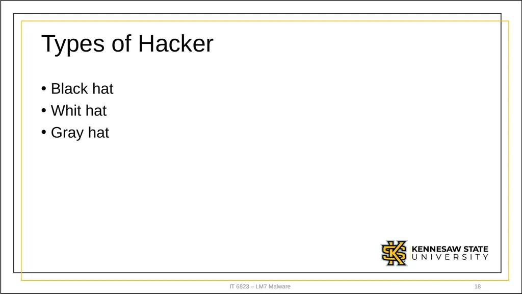 IT 6823 LM 7 – Malware Dr. Lei Li IT - slide 18 of 23