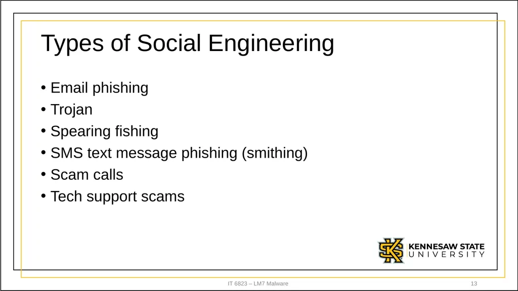 IT 6823 LM 7 – Malware Dr. Lei Li IT - slide 13 of 23