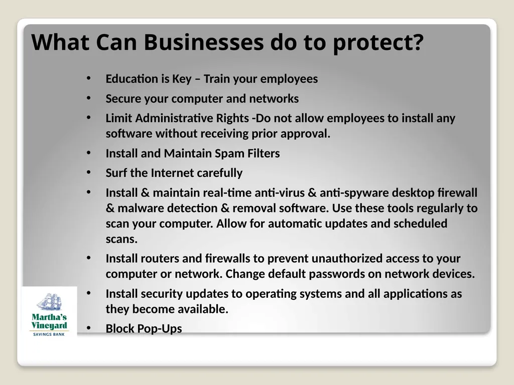 Corporate Account Takeover & Information Security - slide 19 of 20