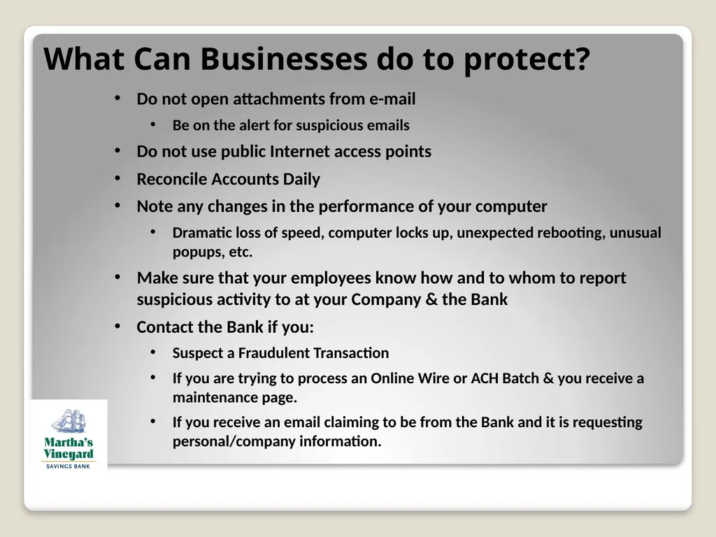 Corporate Account Takeover & Information Security - slide 20 of 20