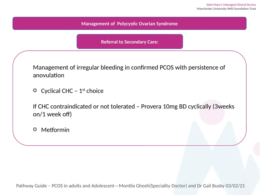 Pathway Guide – Polycystic Ovarian syndrome in - slide 4 of 6