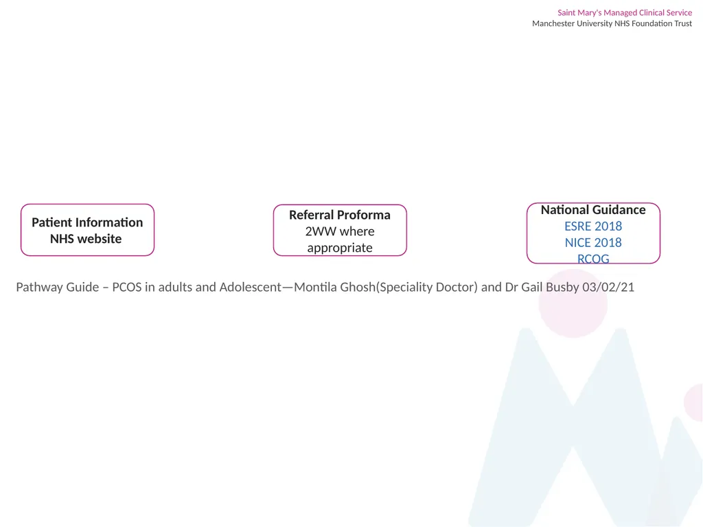Pathway Guide – Polycystic Ovarian syndrome in - slide 6 of 6