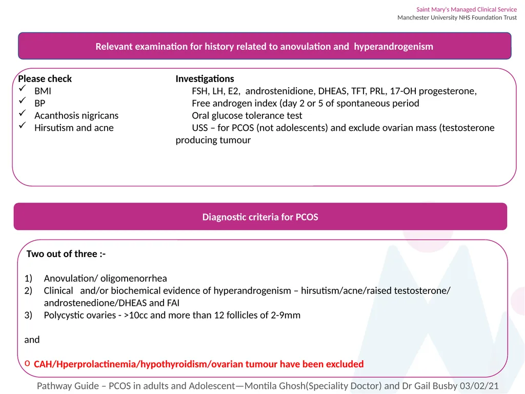 Pathway Guide – Polycystic Ovarian syndrome in - slide 2 of 6