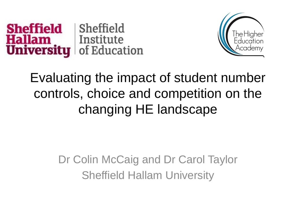 Evaluating the impact of student number controls, - slide 1 of 50