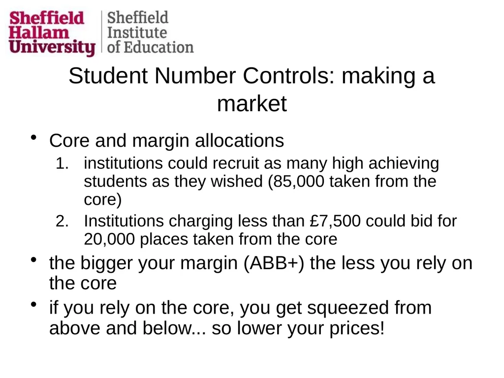 Evaluating the impact of student number controls, - slide 3 of 50